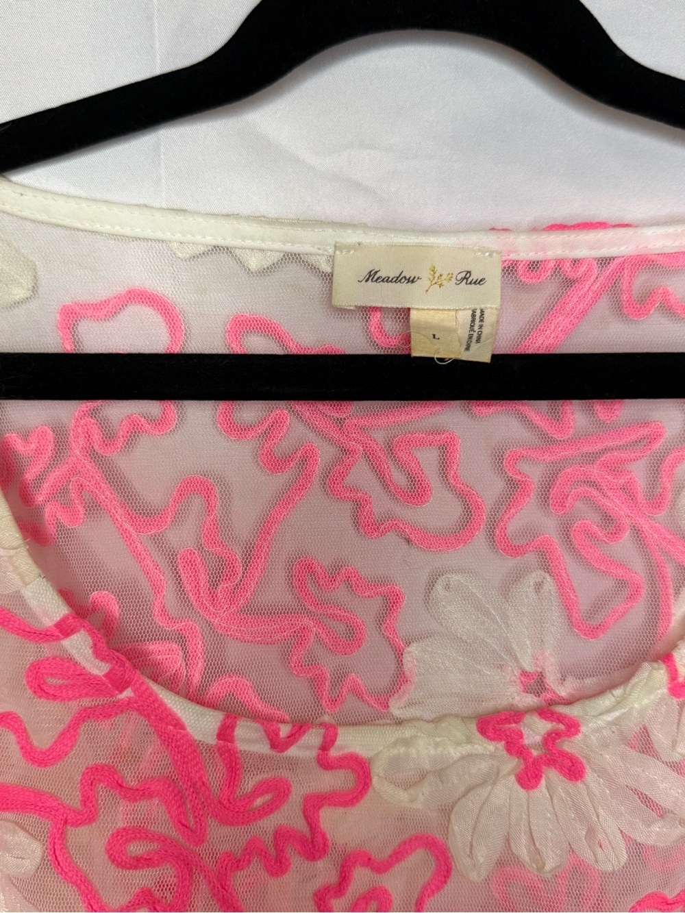 Anthropologie Meadow Rue Women’s Pink Floral Lace Short-Sleeve Top - Picture 4 of 5